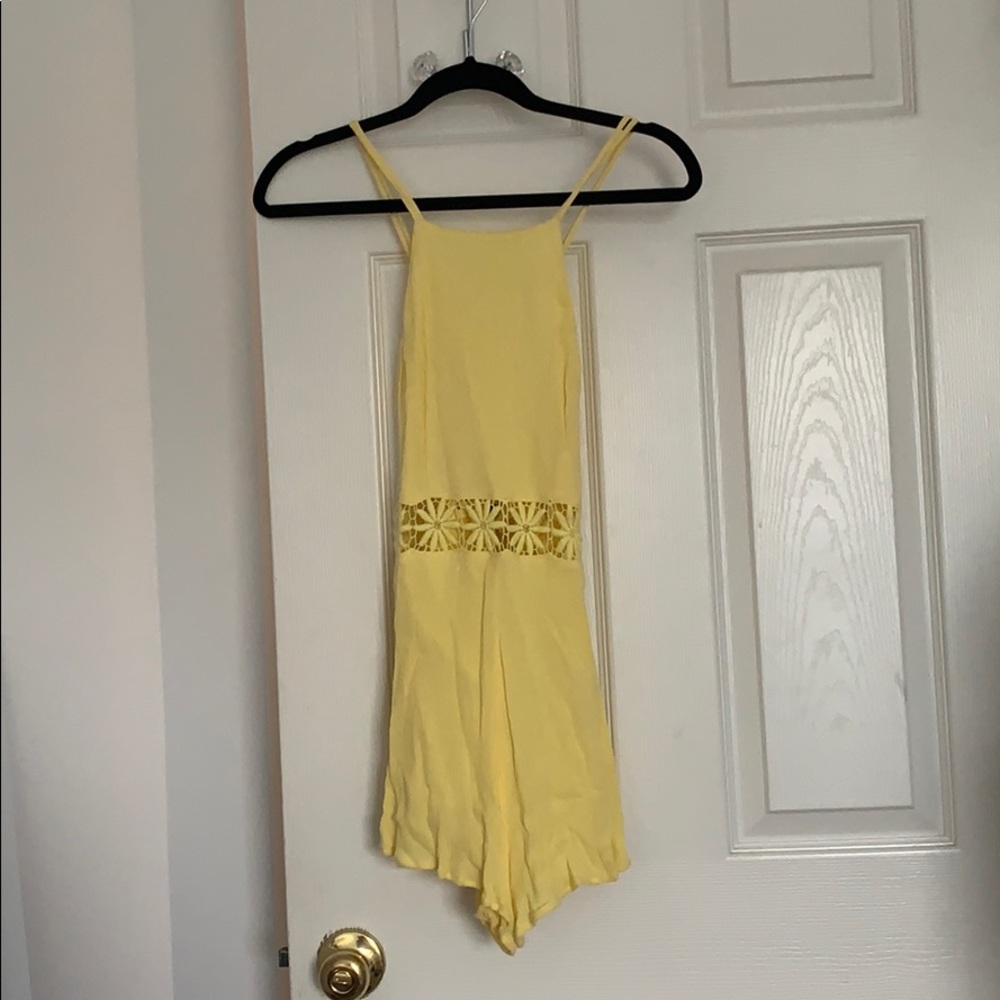 Forever 21 yellow crocheted romper